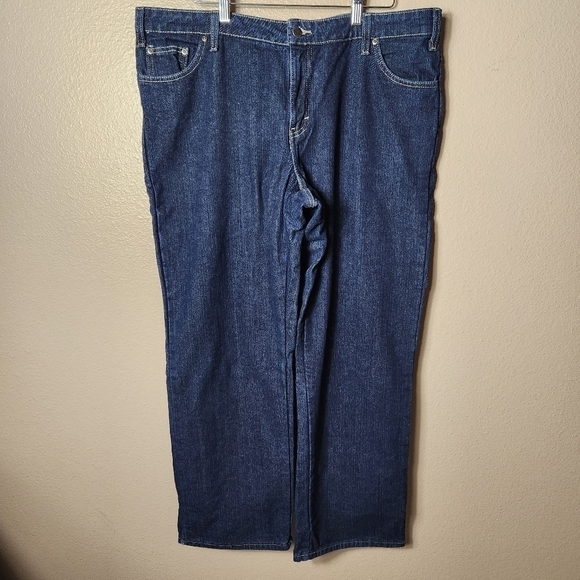 Dickies Women Dark Wash Straight Leg Flannel Lined Jeans-Size 18 - Picture 1 of 5